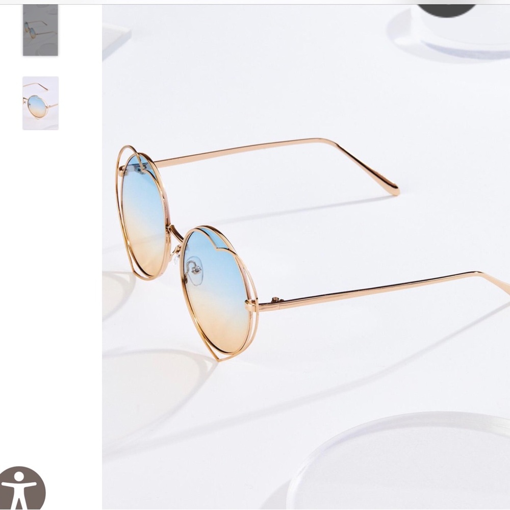 Metal Heart Circle Frame Sunglasses - Picture 4 of 7